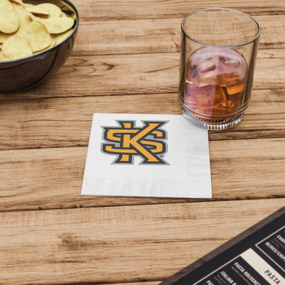 KSU White Coined Napkins