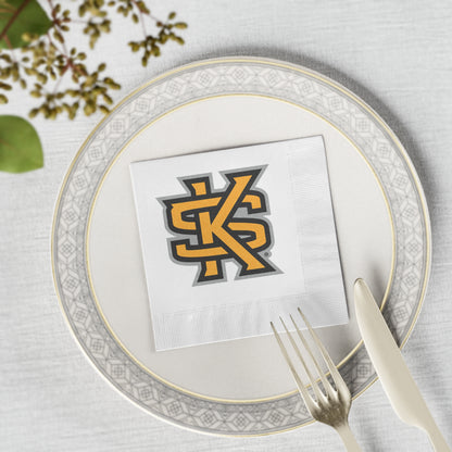 KSU White Coined Napkins