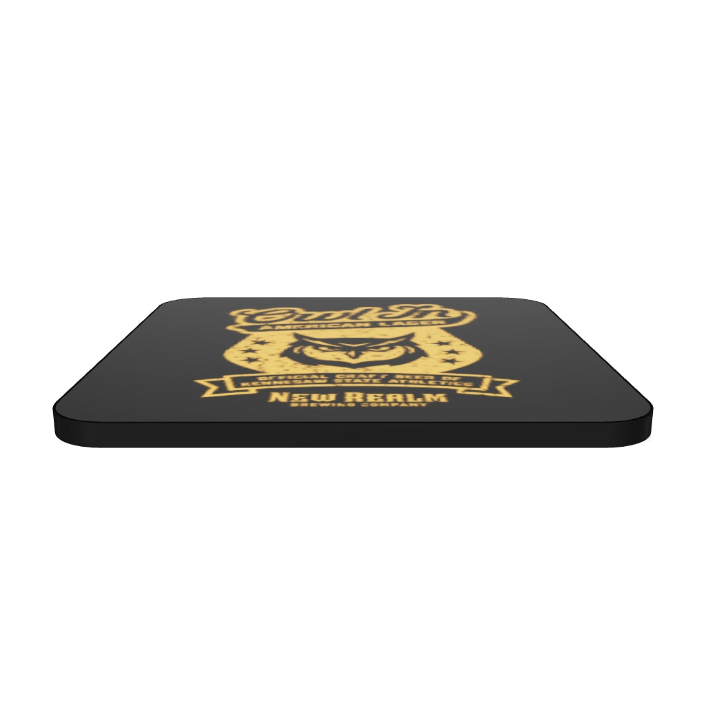 Owl In Cork-Back Coaster - Black