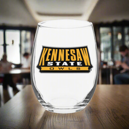 Kennesaw State Owls Stemless Wine Glass